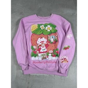 Strawberry Shortcake Sweatshirt Womens XL Pink Graphic Crewneck Hybrid Apparel